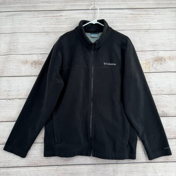 Columbia Omni-Heat Full Zip Fleece Jacket Mens Large Black Interchange - Picture 1 of 14